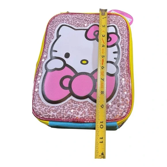 Hello Kitty Insulated Lunch Bag Softshell Sparkle Zip‎ Around 10x8 Inch Academia - Picture 8 of 9